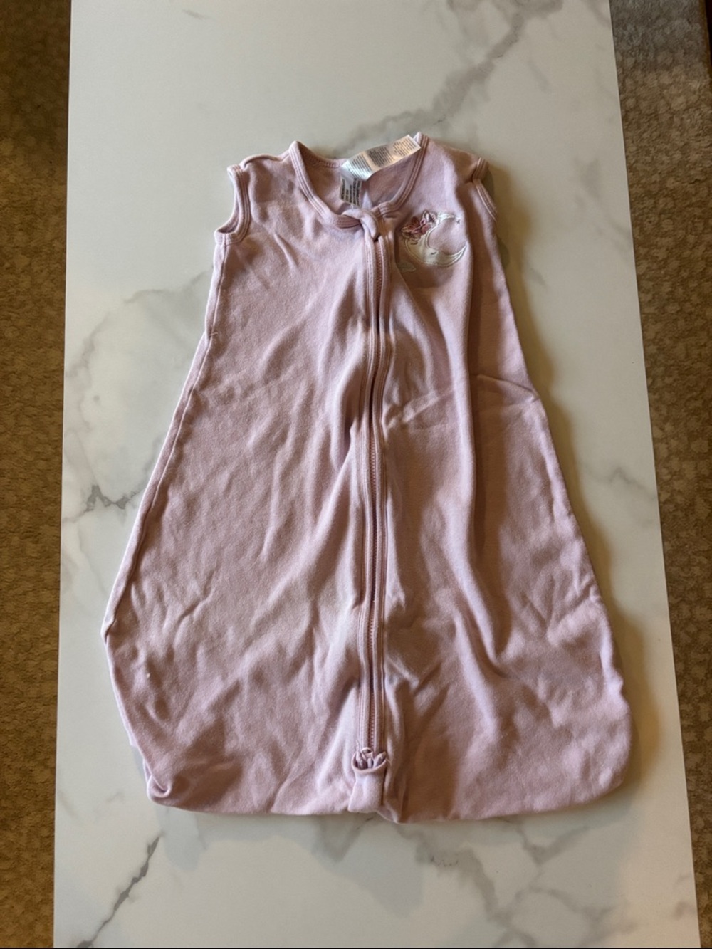 Sleeveless Pink Baby Sleep Sack with Front Zipper